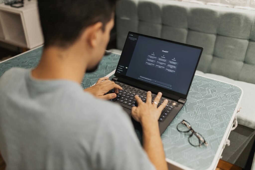 image showing a man working on chatgpt to generate flashcards
