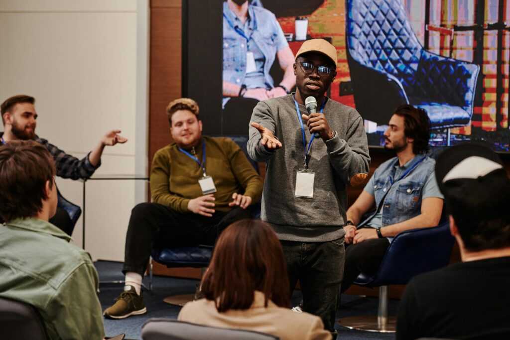 image showing qestions answer session with public