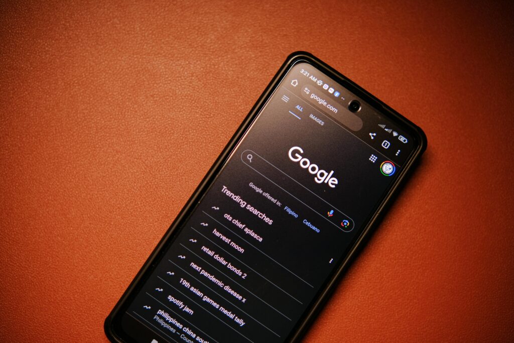 image of a mobile showing google trends keywords