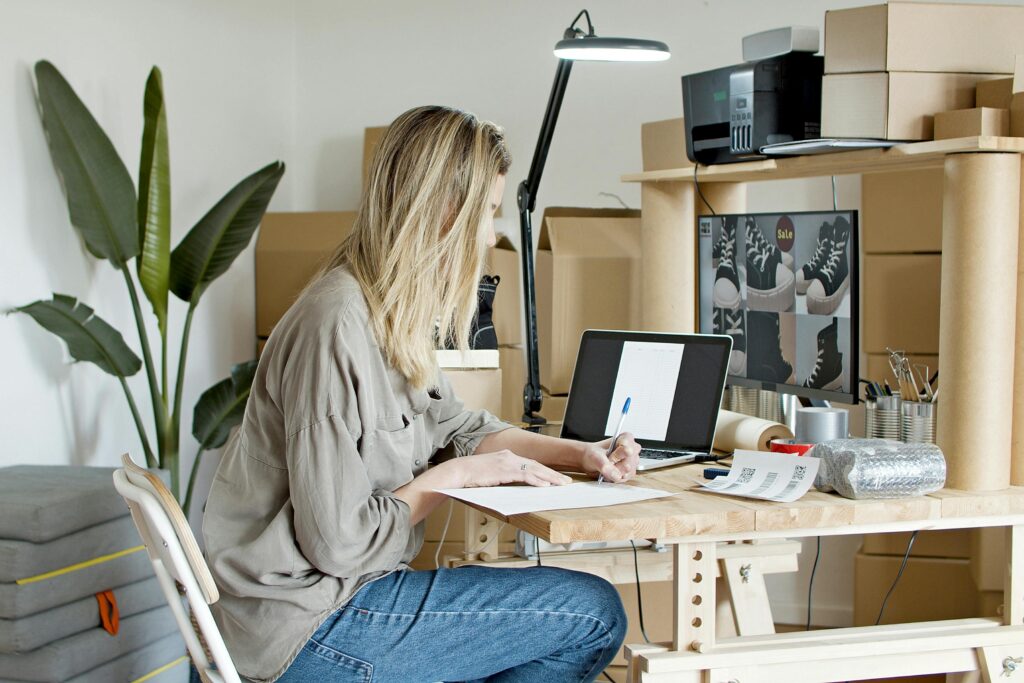 image showing girl working on laptop