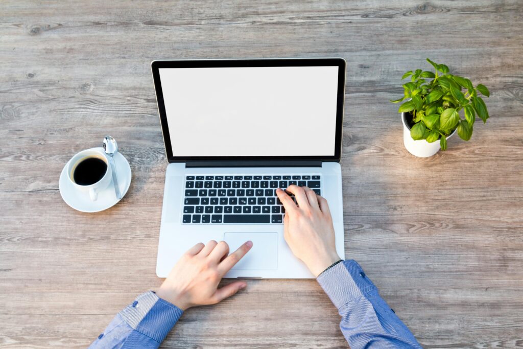 image showing work on laptop indicating freelancing