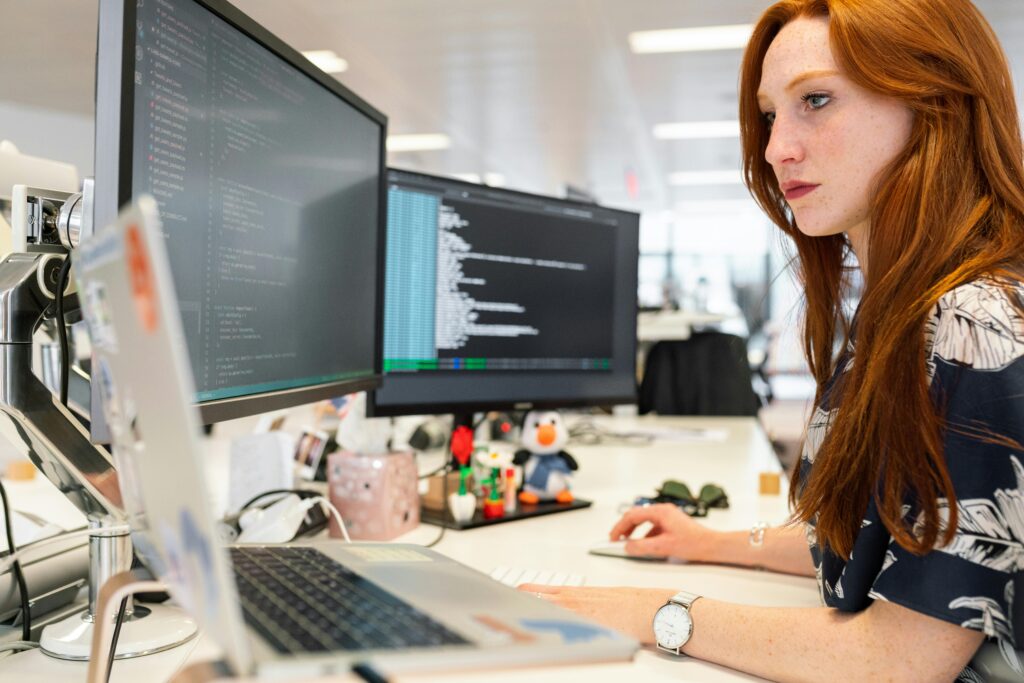 image showing a girl working on computer